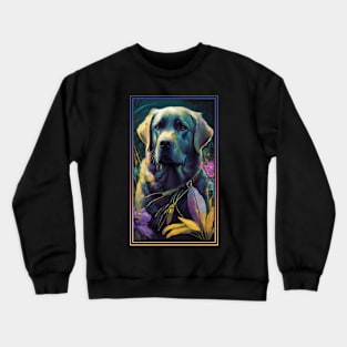 Labrador Retriever Dog Vibrant Tropical Flower Tall Digital Oil Painting Portrait 4 Crewneck Sweatshirt